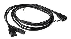 AC Power Cable, IEC 60320 C14 - 2x IEC 60320 C13, 2.5m, Black